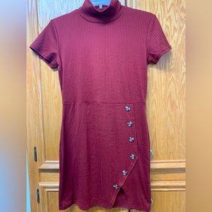 Maroon Red Derek Heart Mini Dress